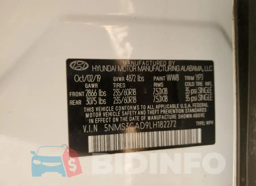 5NMS3CAD9LH182272 Photo# 13
