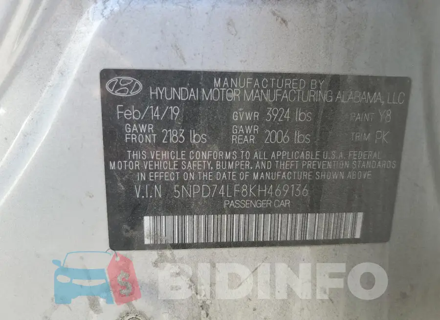 5NPD74LF8KH469136 Photo# 12