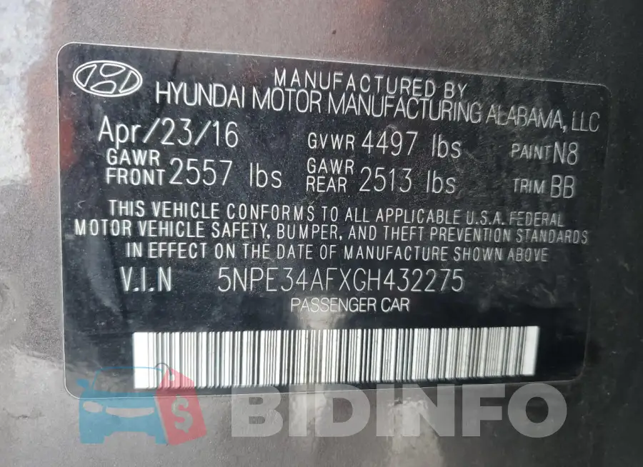 5NPE34AFXGH432275 Photo# 12