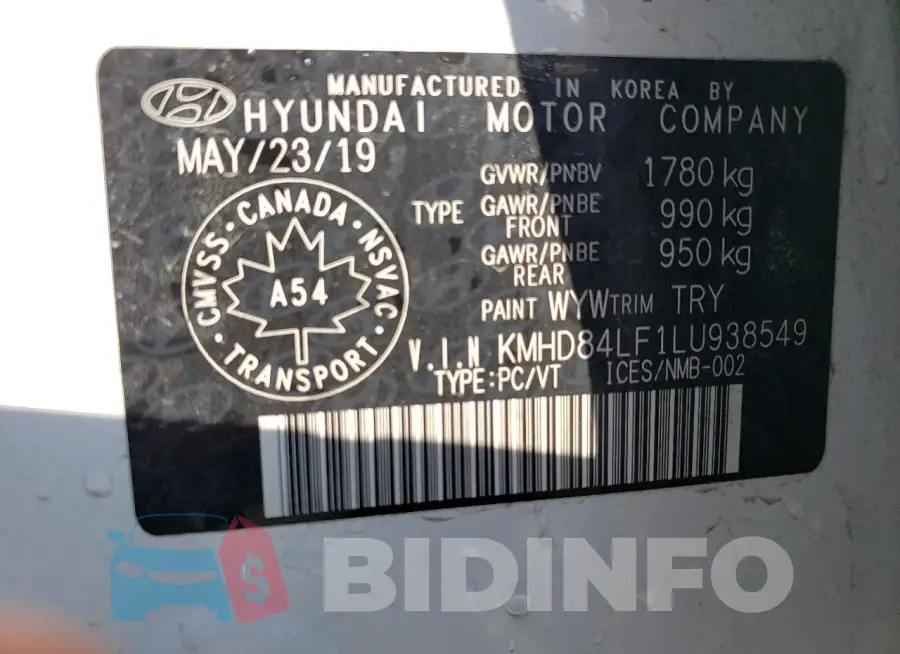 KMHD84LF1LU938549 Photo# 12