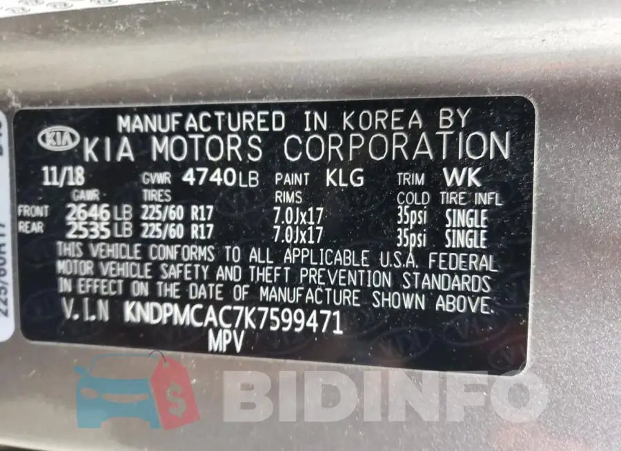KNDPMCAC7K7599471 Photo# 13