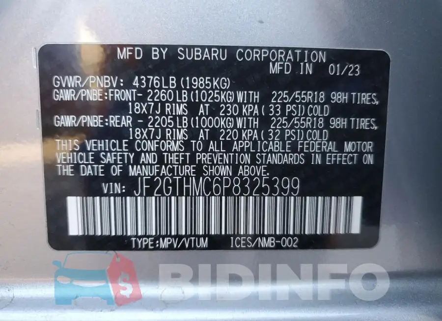 JF2GTHMC6P8325399 Photo# 12