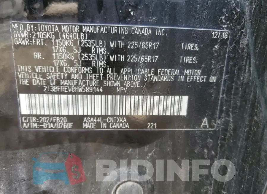 2T3BFREV8HW589144 Photo# 14