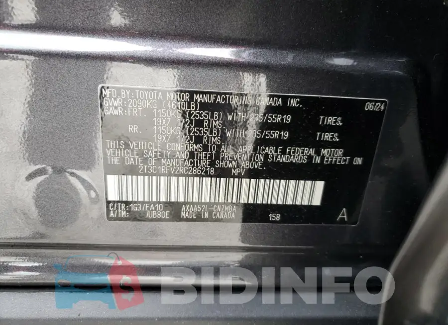 2T3C1RFV2RC286218 Photo# 13