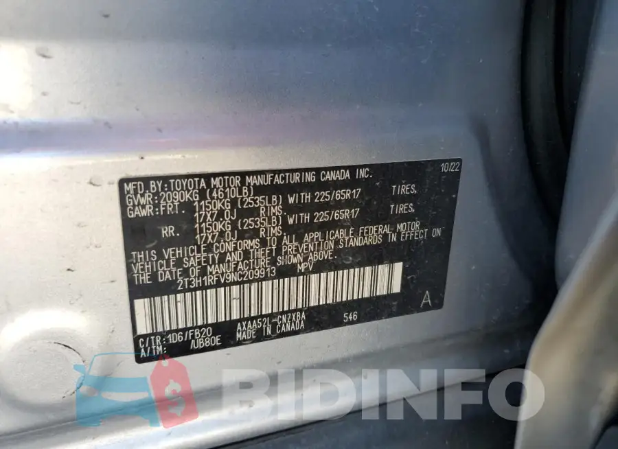 2T3H1RFV9NC209913 Photo# 13