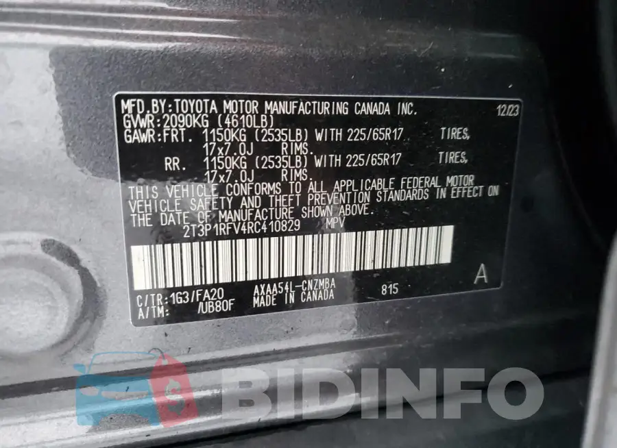 2T3P1RFV4RC410829 Photo# 13