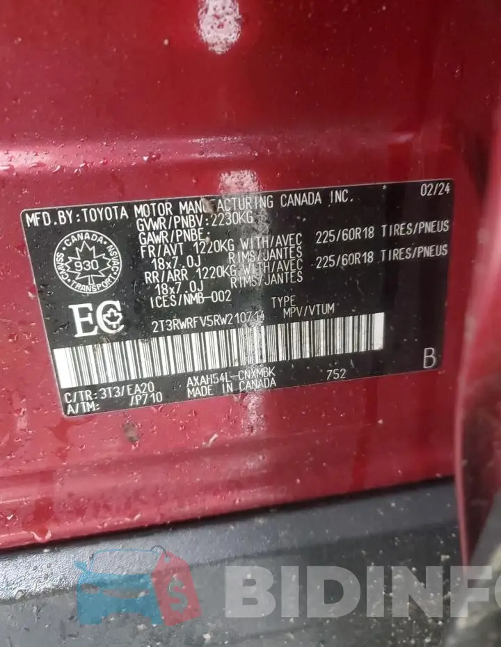 2T3RWRFV5RW210714 Photo# 13
