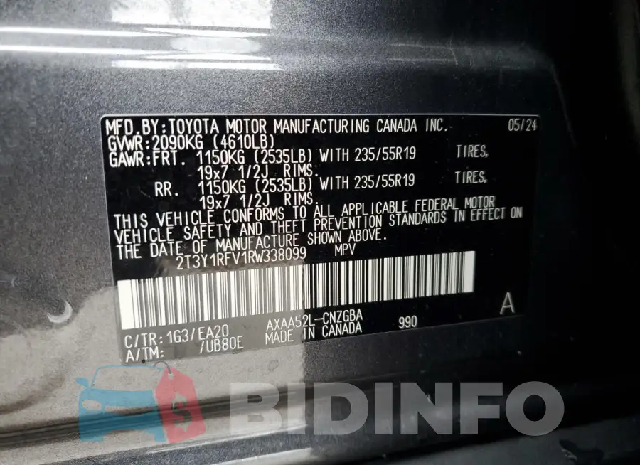 2T3Y1RFV1RW338099 Photo# 14