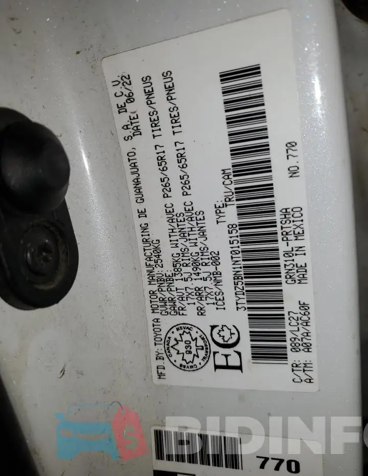 3TYDZ5BN1NT015158 Photo# 12