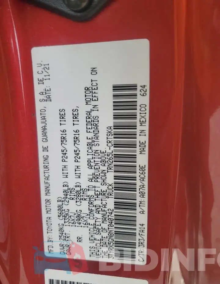 3TYRX5GN8NT040742 Photo# 12