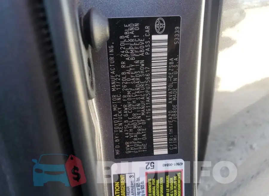 4T1G11AK5PU756617 Photo# 12