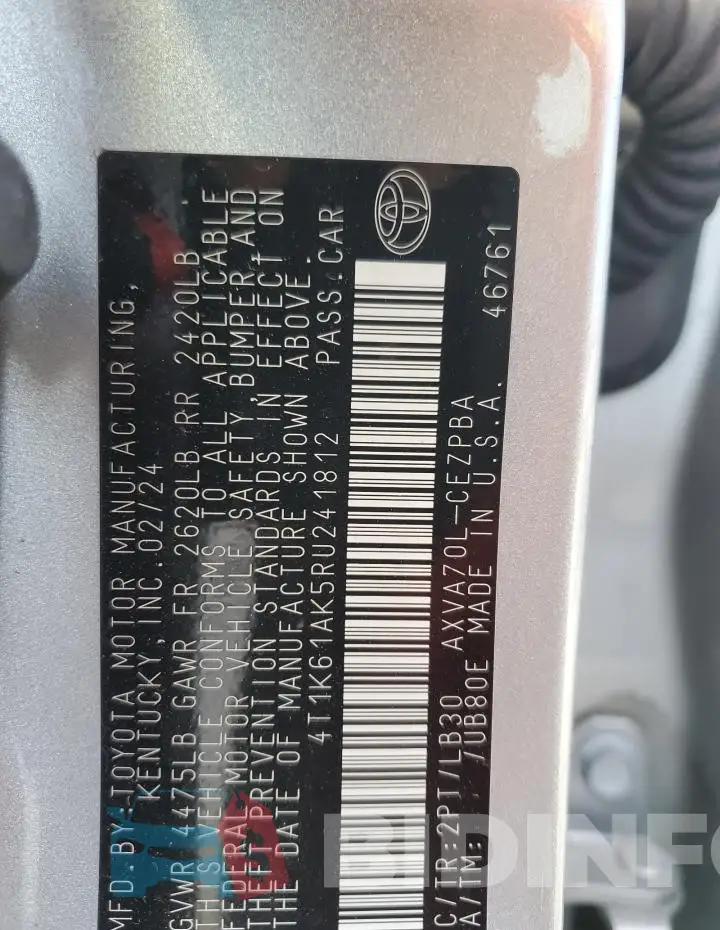 4T1K61AK5RU241812 Photo# 12