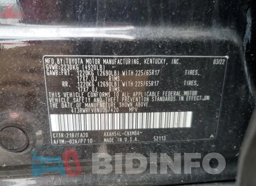 4T3RWRFV8NU057420 Photo# 13