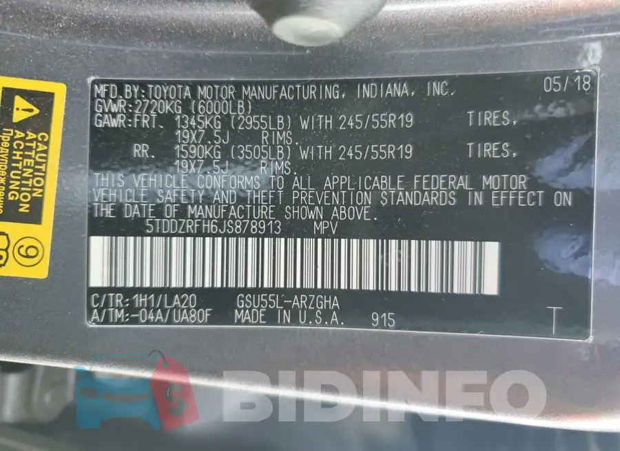 5TDDZRFH6JS878913 Photo# 13