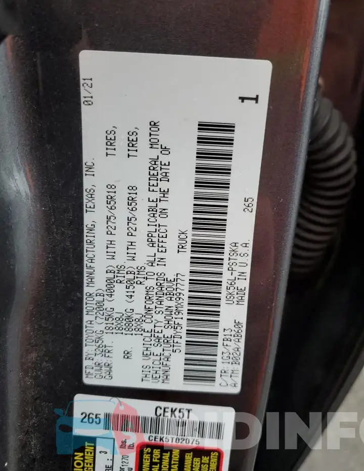 5TFDY5F19MX997777 Photo# 12