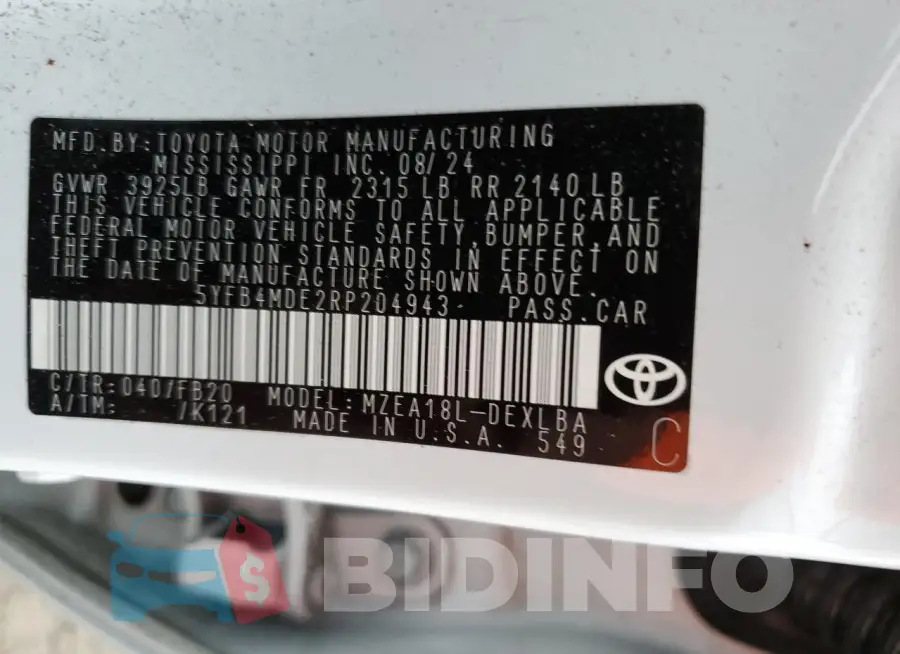5YFB4MDE2RP204943 Photo# 12