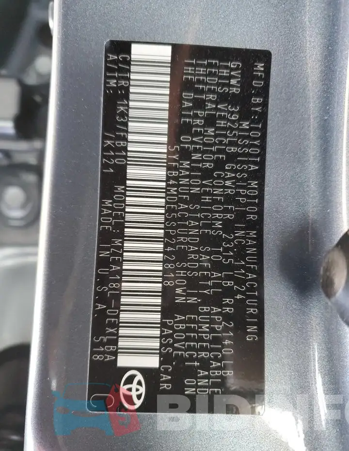 5YFB4MDE5SP242818 Photo# 12