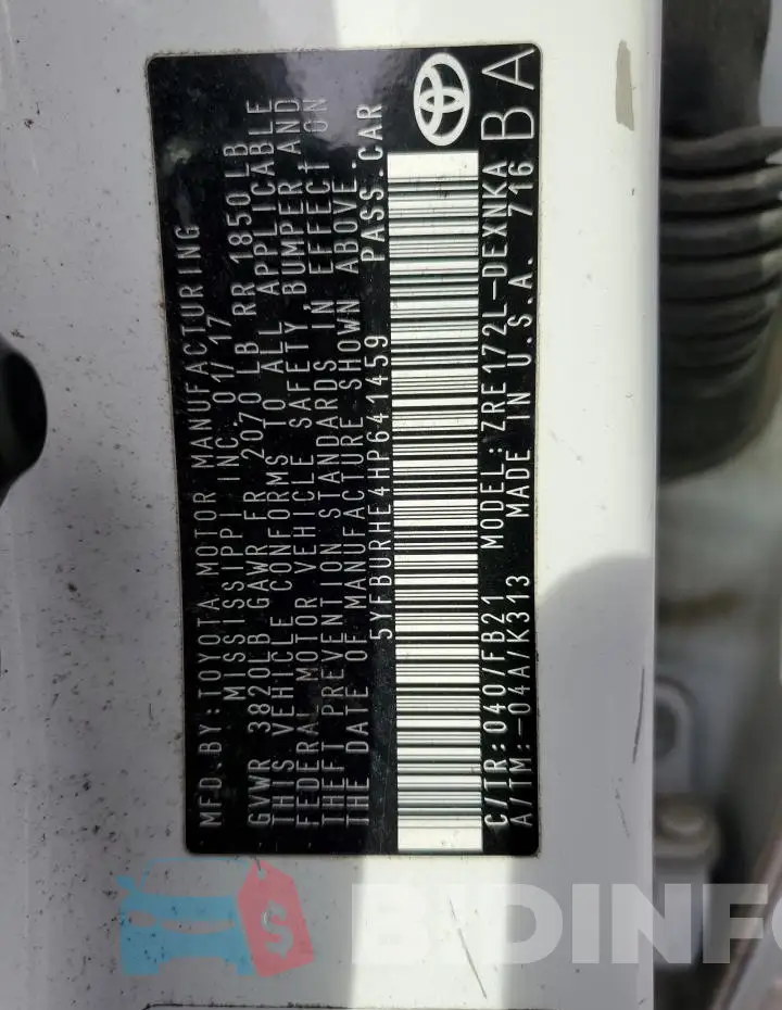 5YFBURHE4HP641459 Photo# 12