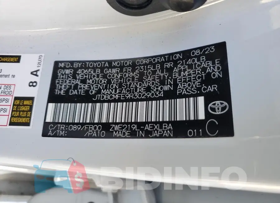 JTDBCMFE9R3029034 Photo# 12