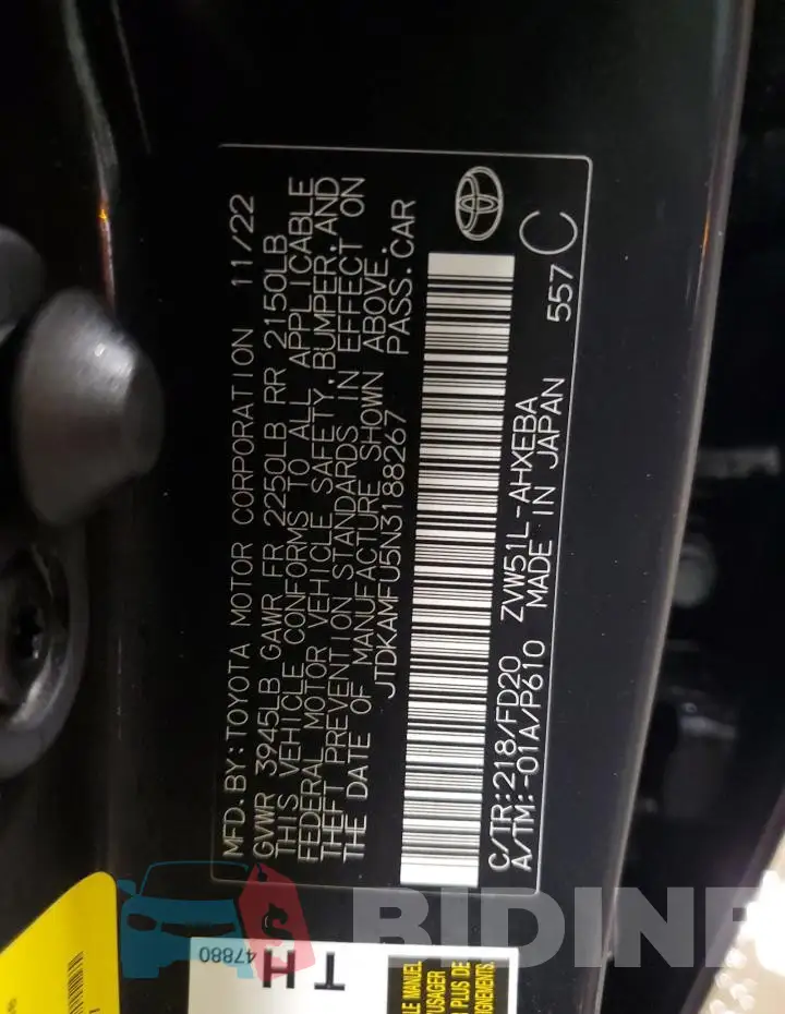 JTDKAMFU5N3188267 Photo# 12