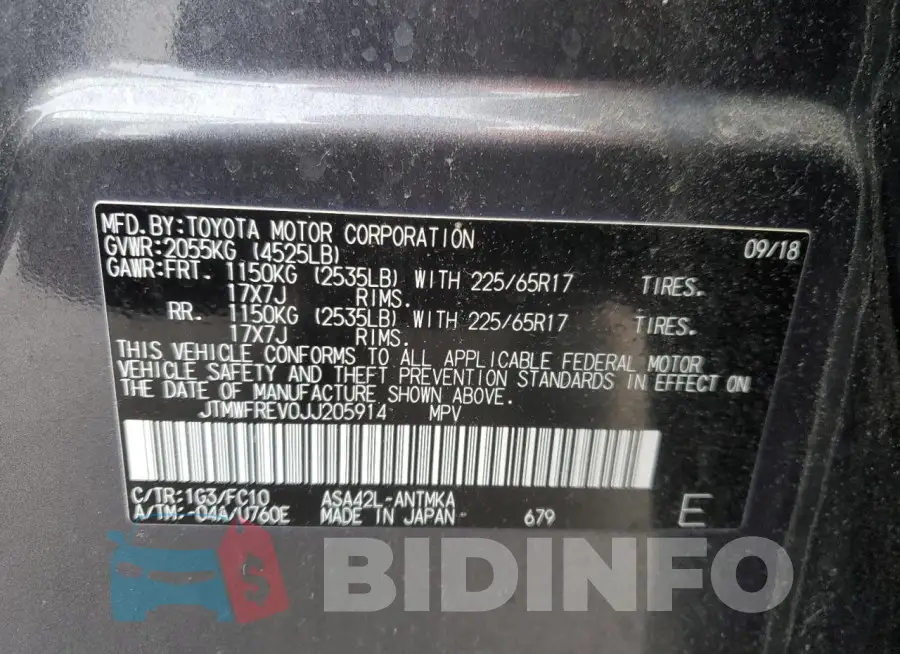 JTMWFREV0JJ205914 Photo# 13