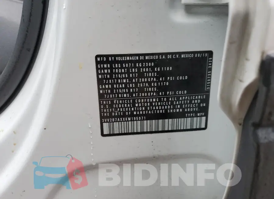 3VV2B7AXXKM195971 Photo# 14