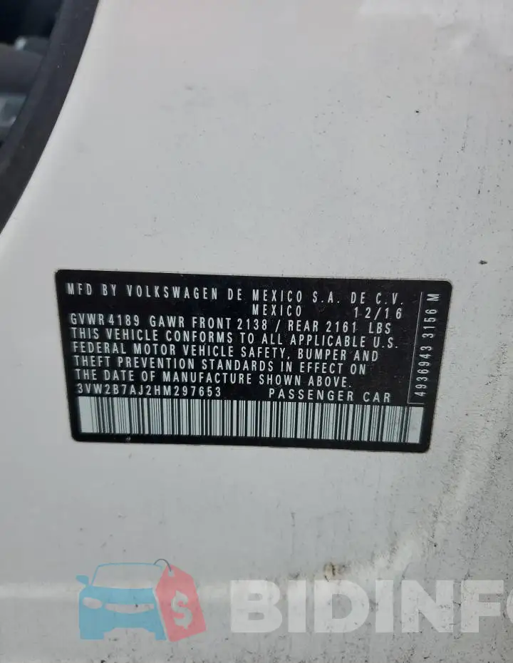 3VW2B7AJ2HM297653 Photo# 13