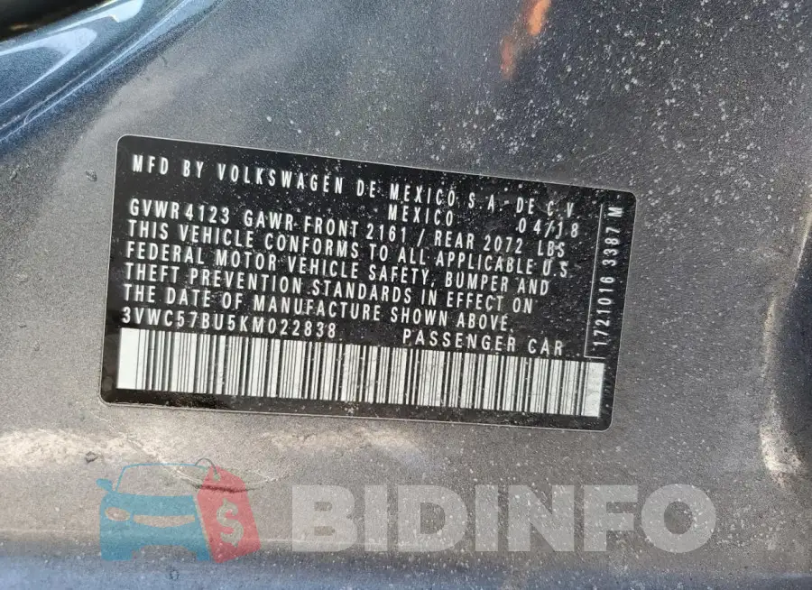 3VWC57BU5KM022838 Photo# 12