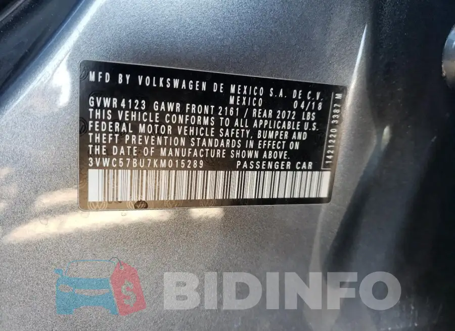 3VWC57BU7KM015289 Photo# 12