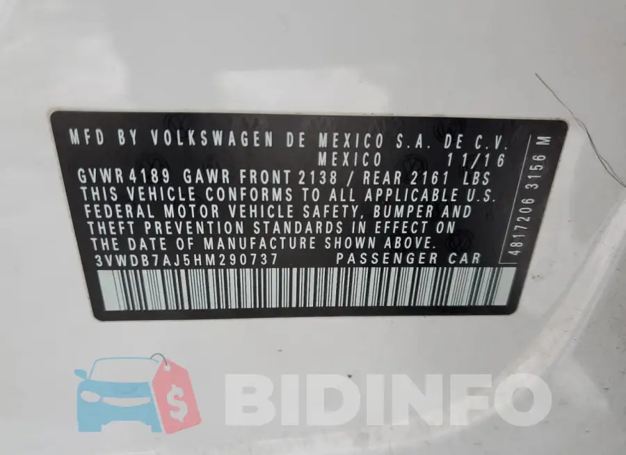 3VWDB7AJ5HM290737 Photo# 12
