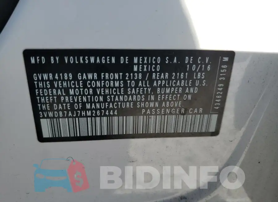 3VWDB7AJ7HM267444 Photo# 12