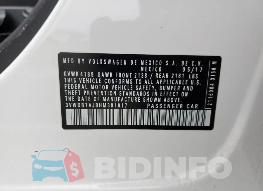 3VWDB7AJ8HM391917 Photo# 12