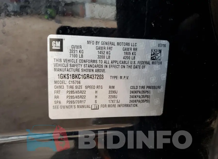 1GKS1BKC1GR437203 Photo# 13