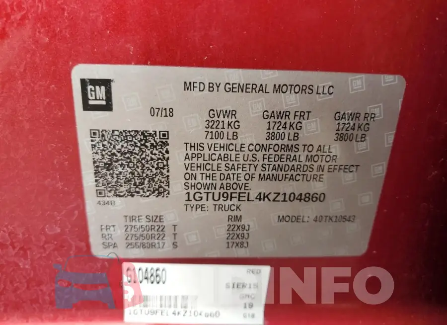 1GTU9FEL4KZ104860 Photo# 12