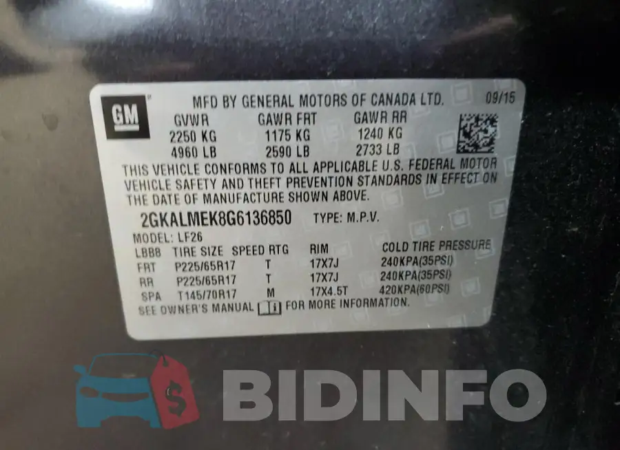 2GKALMEK8G6136850 Photo# 13