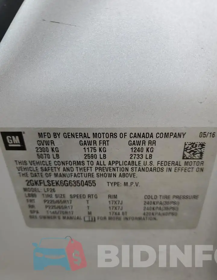 2GKFLSEK6G6350455 Photo# 13