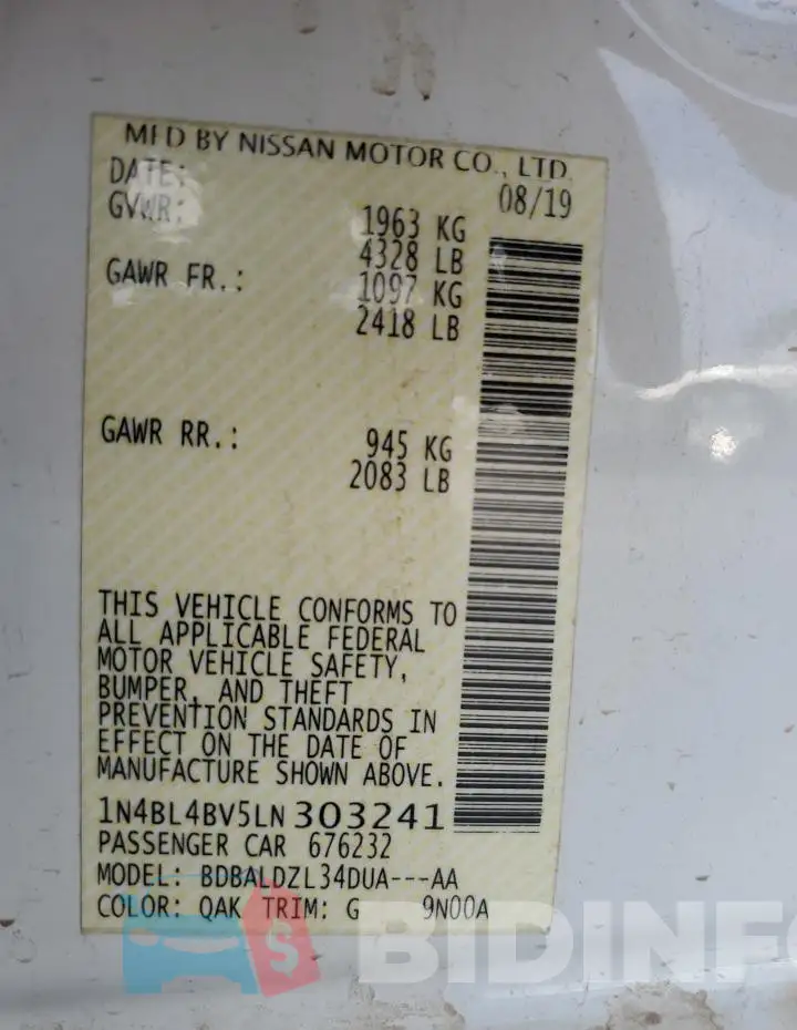 1N4BL4BV5LN303241 Photo# 12
