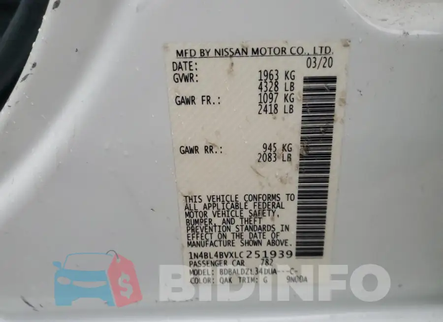 1N4BL4BVXLC251939 Photo# 12