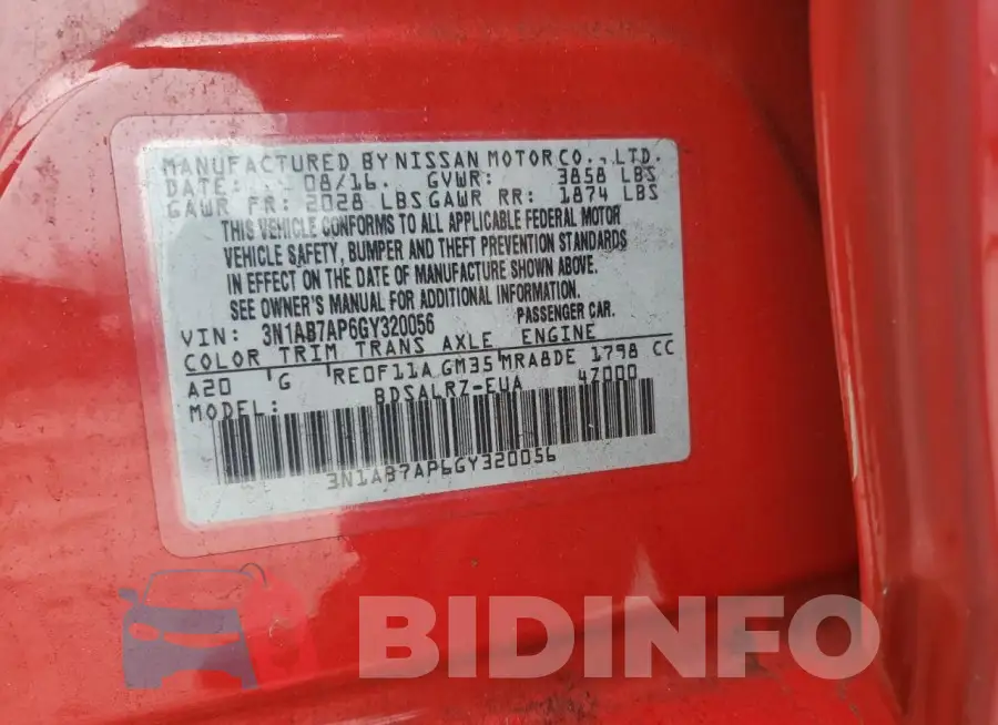 3N1AB7AP6GY320056 Photo# 12