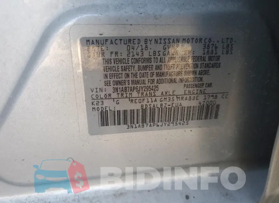 3N1AB7AP6JY295425 Photo# 12