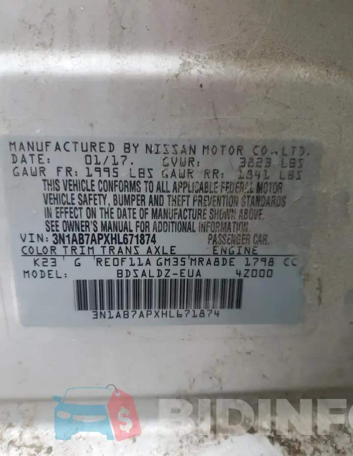 3N1AB7APXHL671874 Photo# 12