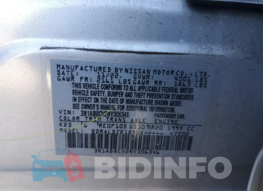 3N1AB8CV2NY306346 Photo# 13