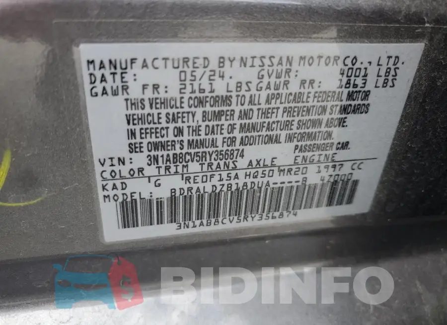 3N1AB8CV5RY356874 Photo# 13