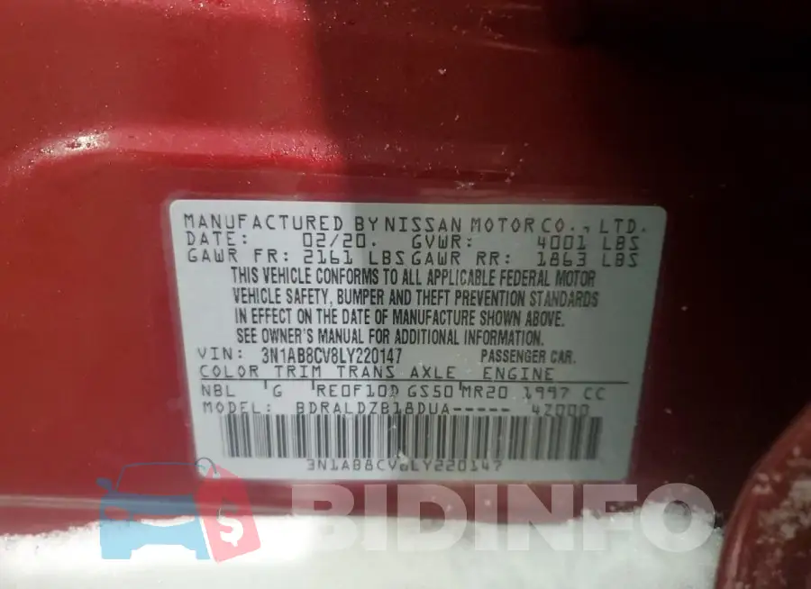 3N1AB8CV8LY220147 Photo# 12