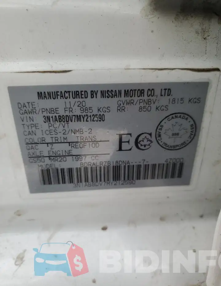 3N1AB8DV7MY212590 Photo# 13