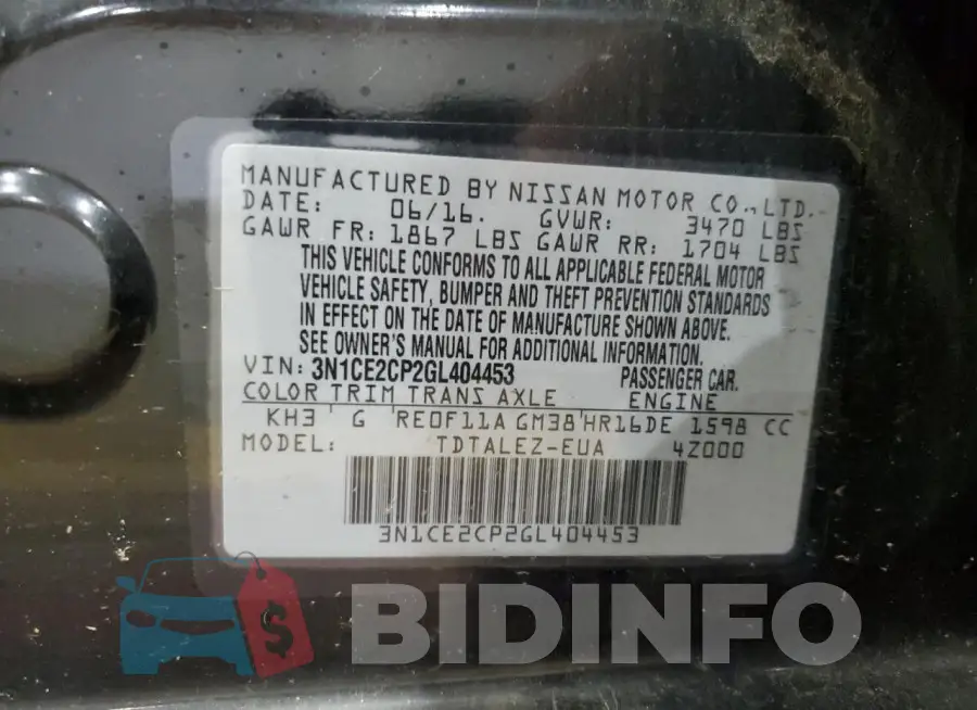 3N1CE2CP2GL404453 Photo# 13