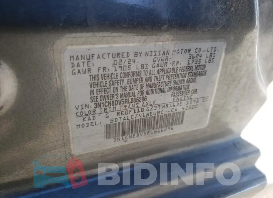 3N1CN8DV5RL866296 Photo# 12