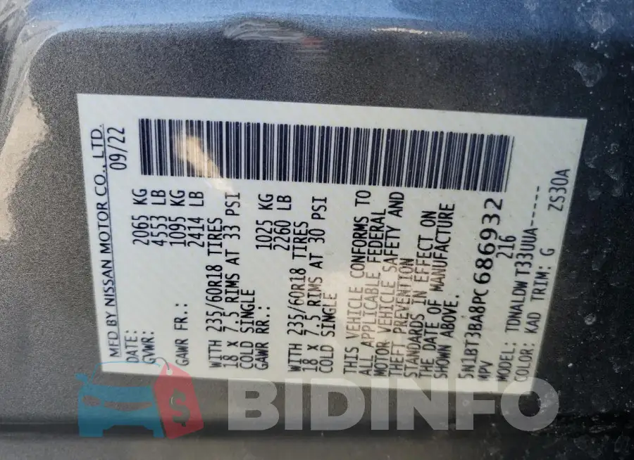 5N1BT3BA8PC686932 Photo# 13