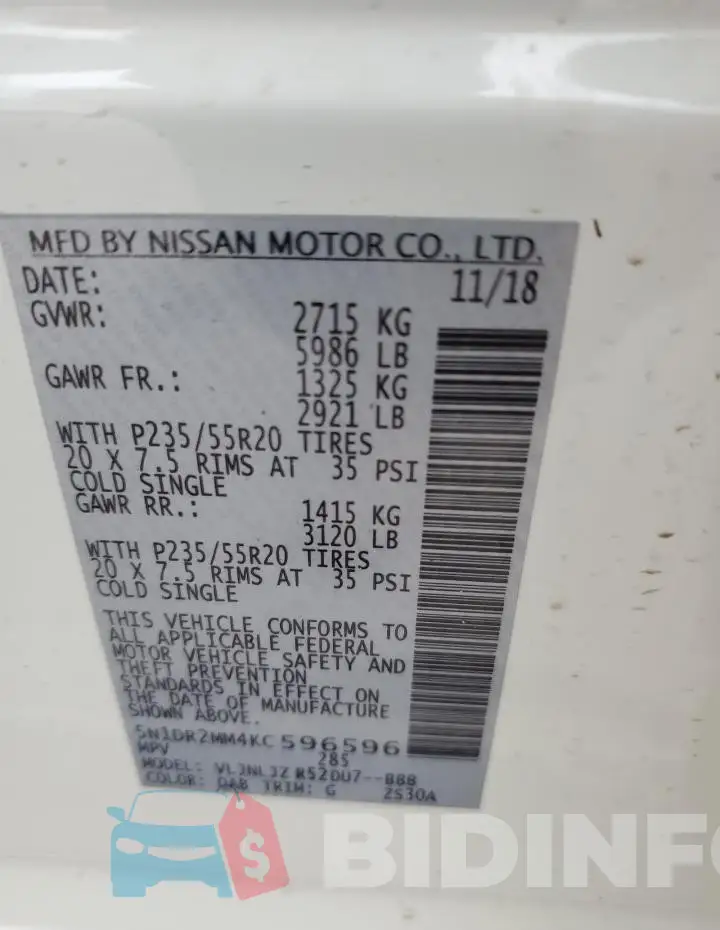 5N1DR2MM4KC596596 Photo# 12