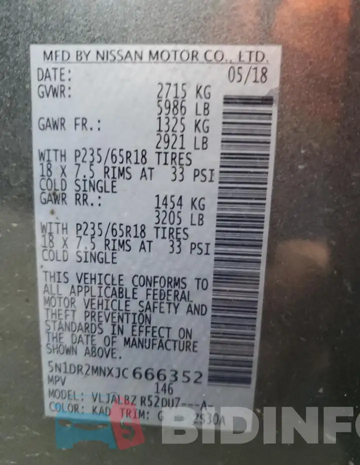 5N1DR2MNXJC666352 Photo# 14